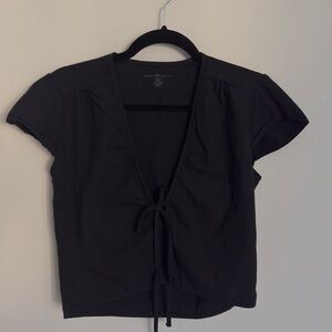 Brandy Melville Black Tie-Front Top